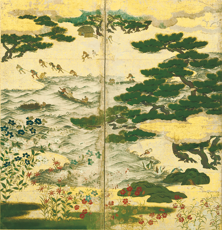 重要文化財　浜松図屛風（右隻、部分）室町時代・15～16世紀　東京国立博物館蔵