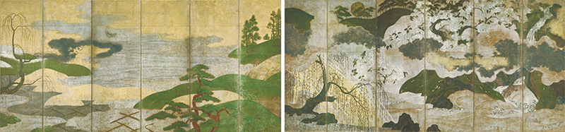 重要文化財　日月山水図屛風　室町時代・16世紀　東京国立博物館蔵 展示期間：日図：10月11日（水）～11月5日（日）/ 月図：11月7日（火）～12月3日（日）