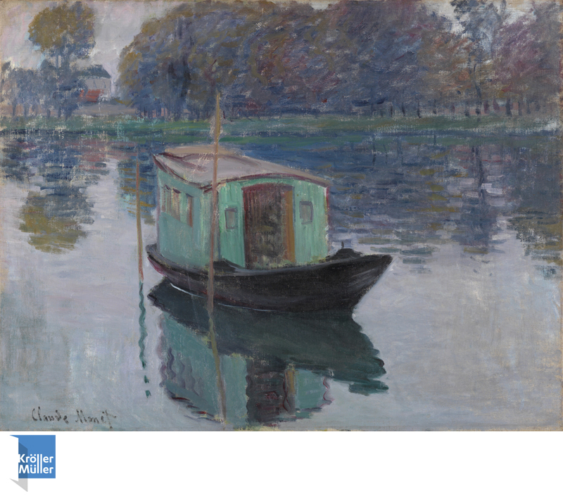 《モネのアトリエ舟》1874年 油彩、カンヴァス 50.2×65.5 cm クレラー＝ミュラー美術館