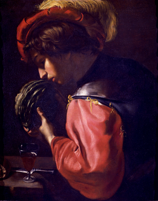 カラヴァッジョ派の画家（17世紀前半）《メロンをもつ若者（嗅覚の寓意）》1626-29年　油彩、カンヴァス　 カピトリーノ美術館 絵画館蔵
